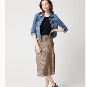 J Crew Leopard Print Midi Skirt